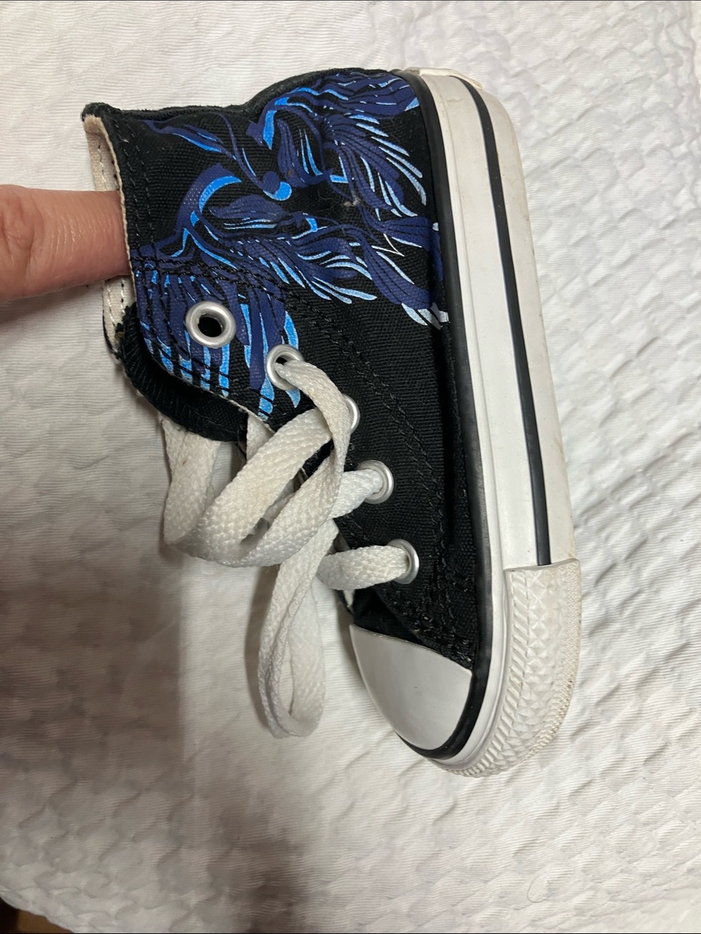 Converse Kids Black High-Top Sneakers with Blue Graphic - Picture 6 of 7
